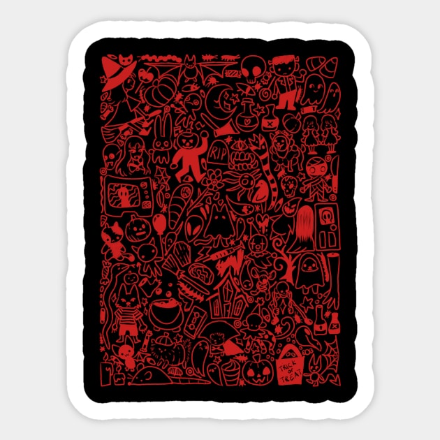 Halloween doodle (red) Sticker by Kenners